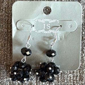 Black Beaded Dangle Earrings, Nickel & Lead free, 1.5” Dangle, Sparkly, NWT